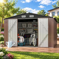 Aoxun 10x8 FT Metal Outdoor Steel Shed Brown by Aoxun