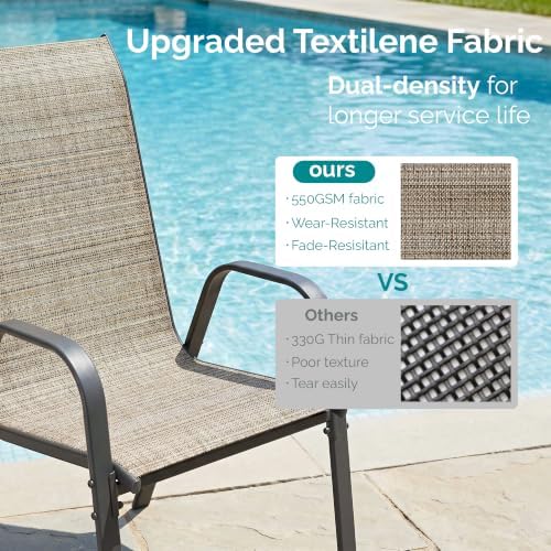 MAMIZO 7 Pieces Patio Dining Set for 6, Glass Table and Textilene Chairs - Image 3