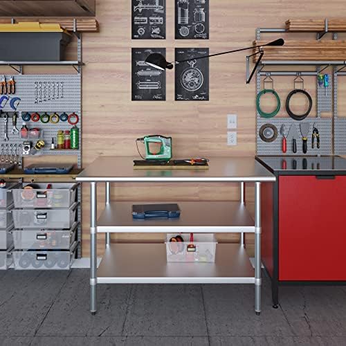 48" x 30" Stainless Steel Work Table with 2 Adjustable Undershelves NSF - Image 6