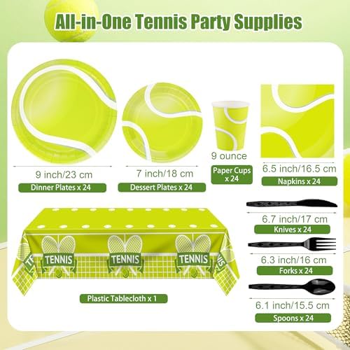 Kochorie 169 Pieces Tennis Party Supplies Disposable Tableware Set - Image 2