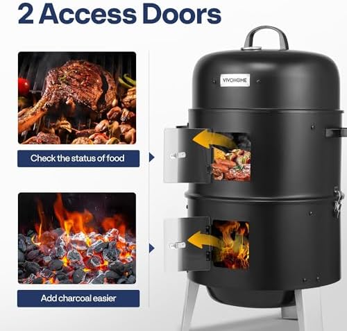 VIVOHOME 3-in-1 Vertical Charcoal Smoker - Image 4