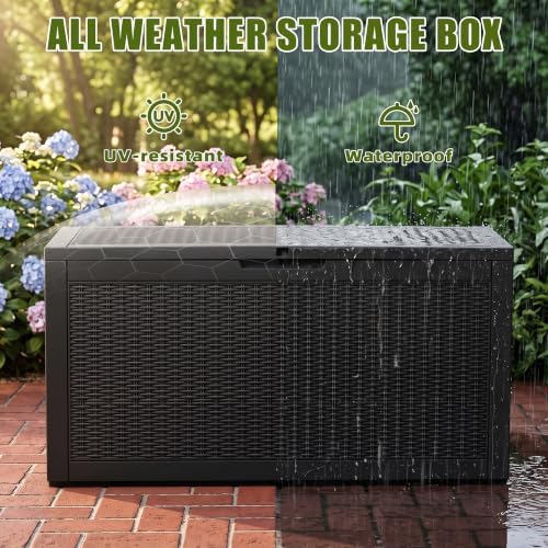 ROJIK 170 Gallon Deck Boxes Outdoor Waterproof Storage Box, Black - Image 5