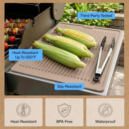 GORILLA GRIP Silicone Grill Mat, Heat Resistant Up to 550F, 13x11, Beige - Image 5