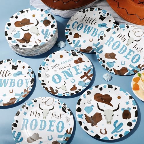 80 Pcs Western Cowboy Paper Plates Western Cowboy Party Decorations Wild West First Rodeo Party Supplies Dessert Plates Birthday Dinnerware Baby Shower Decorations - Image 6