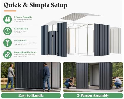 AMERLIFE 8x4x6 FT Outdoor Storage Shed with Clear Acrylic Door-Top Panels - Image 7