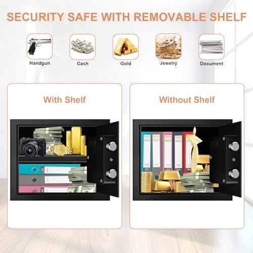 1.8 Cuft Fire proof Safes for HOME USE, Anti-Theft Digital Personal Security Safety Box with Electronic Keypad and Spare Keys, Home Safes Fireproof Waterproof for Money Medicine Document Valuables - Image 3