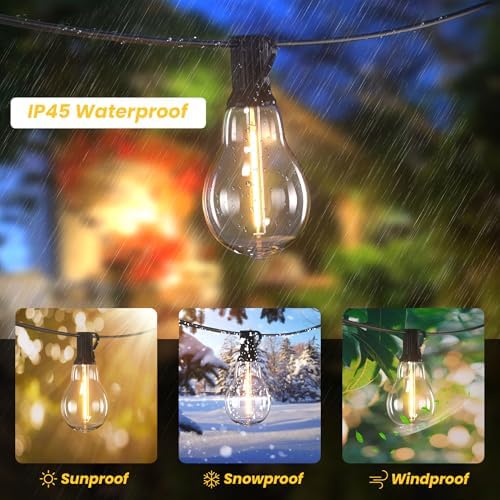Outdoor String Lights 75FT Patio Light Waterproof for Backyard Porch Bistro - Image 2