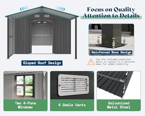 AMERLIFE 10x16.6x7.3 FT Outdoor Storage Shed with Lounge Area & 2 Windows - Image 6