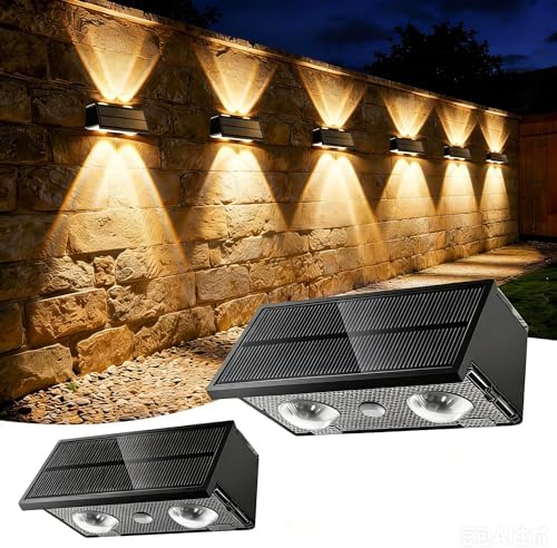 Solar Fence Lights Outdoor, 2 Pack Fence Solar Lights Waterproof by Unknown