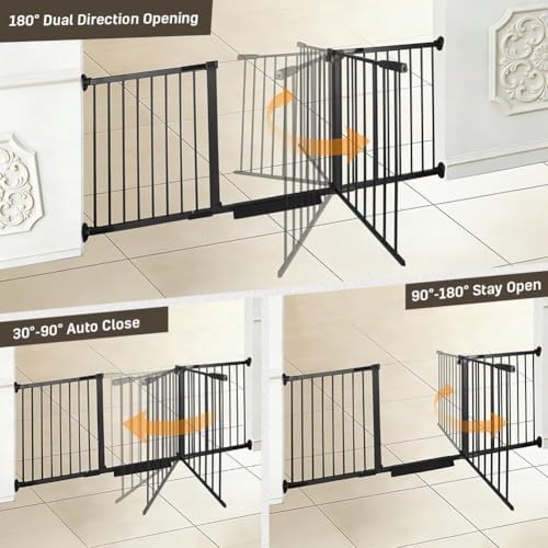 40.9"-54.7" Wide Baby Gate for Doorways Stairs, 30 in Tall Dog Gates with Door No Drill, Auto Close Child Safety Gate for Kid Doggie Cat Proof, Large Long Dog Barrier Indoor Hallways House, Black - Image 6