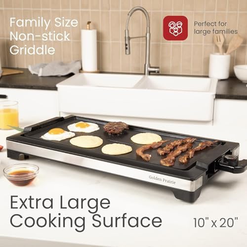 Indoor Grill & Electric Griddle, 1800W 20-Inch XL Nonstick Electric Skillet Griddle with Adjustable Temperature & Drip Tray, Easy to Clean – For Breakfast, Pancakes, Eggs, Teppanyaki - Image 6