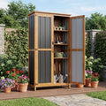Devoko Metal & Wood Weatherproof Garden Storage Tall Shed with 3 Adjustable Shelves, Lockable Outdoor Patio Cabinet, Waterproof Yard Organizer for Lawn Gear and Garden Tools, Black by DEVOKO