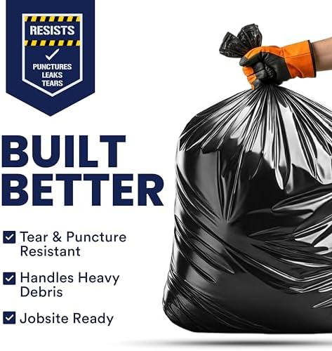 Plasticplace Contractor Trash Bags 55-60 Gallon, 3.0 Mil, Black Heavy Duty Garbage Bag, 38” X 58” (50Count) - Image 3