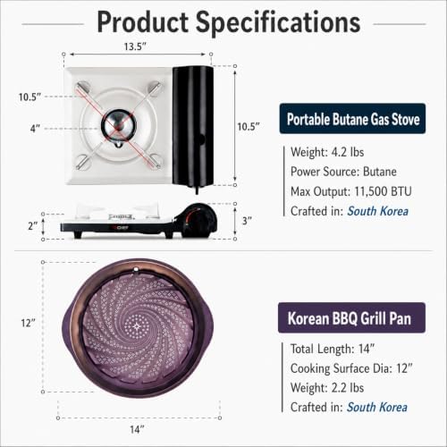 TECHEF - Stovetop Korean BBQ Non-Stick Grill Pan with Agni Portable Gas Stove Burner, Made in Korea (Essential KBBQ Set) - Image 5