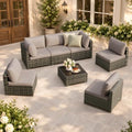 LOUVIXA 7 Piece Outdoor Patio Furniture Set, Outdoor Sectional Sofa, Wicker Rattan Patio Furniture, Patio Conversation Set with Coffee Table & Cushions by LOUVIXA
