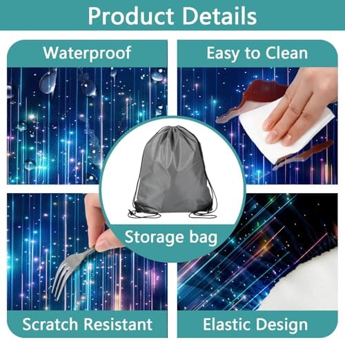 Piano Keyboard Picnic Table Cover with Bench Covers, Camping Essentials, Music Themed Waterproof Windproof, Fitted Tablecloth Cover with Elastic Edge, for Outdoor, Garden, 3 PCS, 30x96 Inch - Image 5