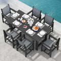 SERWALL 7 Pcs HDPE Patio Dining Set, HDPE Dining Set for 6, Black by SERWALL