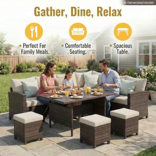 Wisteria Lane 7 Piece Patio Furniture Set, Patio Sectional for All Weather - Image 2