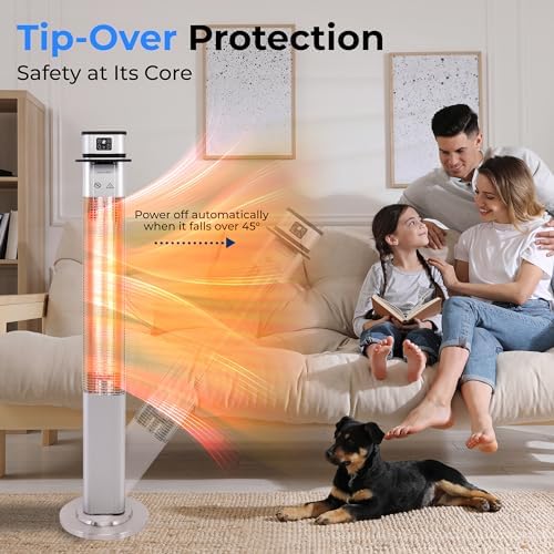 SereneLife Infrared Patio Heater, 1500W Electric Standing with Remote Control, IP44 Approved, Odorless, Three Power Settings, Indoor/Outdoor for Restaurant, Backyard, Garage, Decks - Image 4