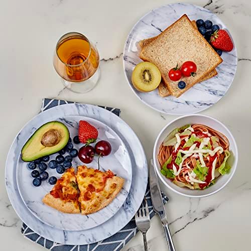 TP 12-Piece Melamine Dinnerware Sets, Service for 4, Marble Pattern - Image 5