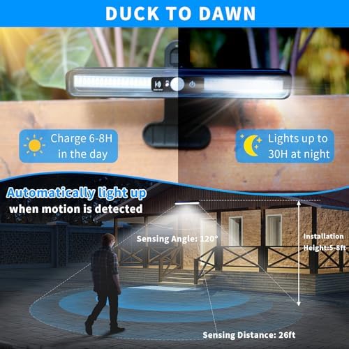 Clip On Solar Lights Outdoor with PIR Motion Sensor (Black ,1 Pack ,6000K) - Image 3