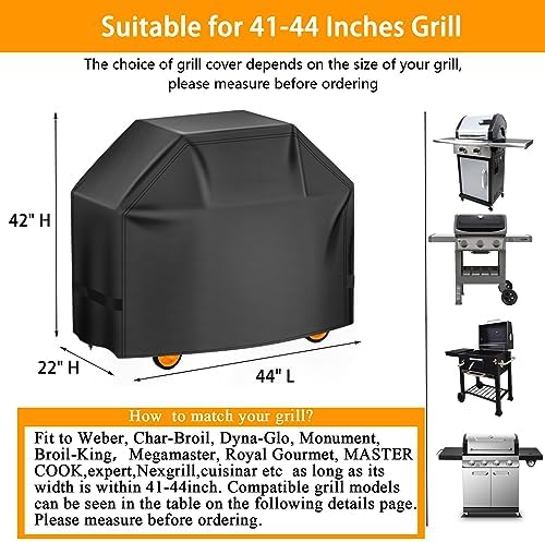 Aoretic Grill Cover 44 inch 600D Heavy Duty Gas BBQ-Cover, Fit Most 2 Burner Grill Waterproof Small Barbeque Cover for Weber,Nexgrill,Char-Broil, Monument,Dyna-Glo,Kenmore - Image 2