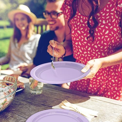 QZYL 50 Count Lavender Paper Plates 9 Inches Round Purple Disposable Plates - Image 7