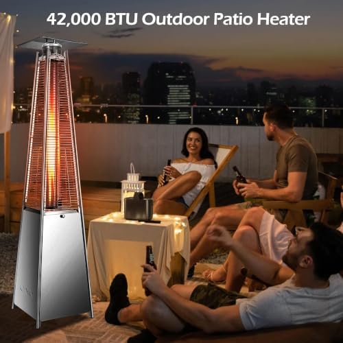 Vivicreate 42,000 BTU Pyramid Patio Heater, 88-Inch Outdoor Propane Heater with Quartz Glass Flame Tube and Cover, Freestanding Heater for Patio, Deck and Backyard - Image 2