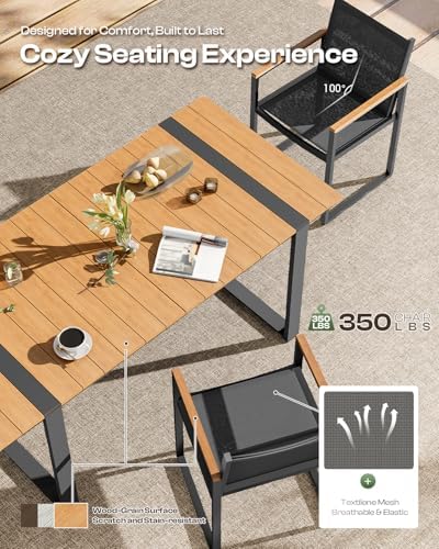 Full Grounded Outdoor Dining Set, Aluminum Patio Table and Chairs - Image 3