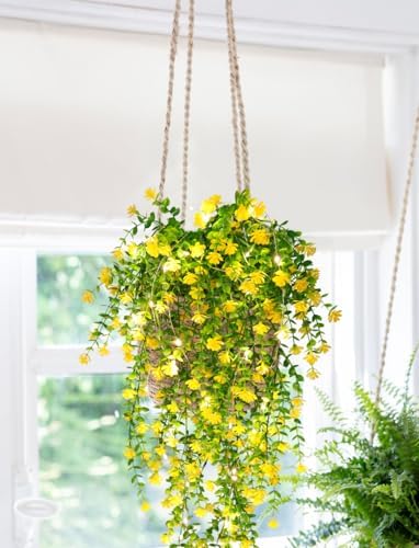 RECUTMS Outdoor Fake Hanging Plants,Hanging Yellow Flowers Vines with Light - Image 5