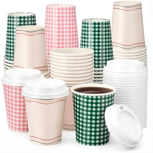 Vesici 48 Pack Camp Bachelorette Party Decorations Gingham Coffee Cups Bulk by Vesici