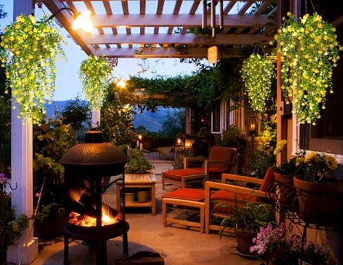 RECUTMS Outdoor Fake Hanging Plants,Hanging Yellow Flowers Vines with Light - Image 6