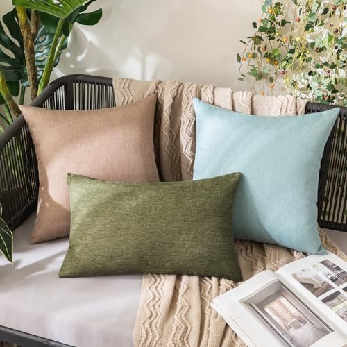 MIULEE Decorative Outdoor Pillow Covers Lumbar Waterproof 12x20 Olive Green - Image 4