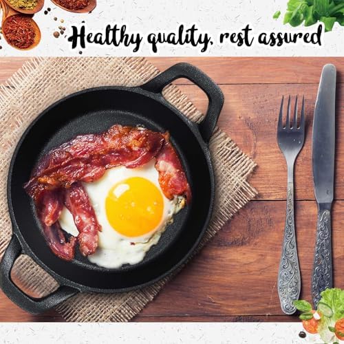 Ziliny 10 Pack Mini Cast Iron Skillets 6.3 x 6.3 x 1.5 Inch Pan Ramekin Set - Image 5