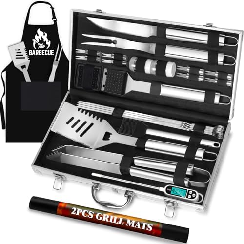 Romanticist 26pcs Stainless Steel BBQ Tools & Grill Accessories Set, Silver by ROMANTICIST