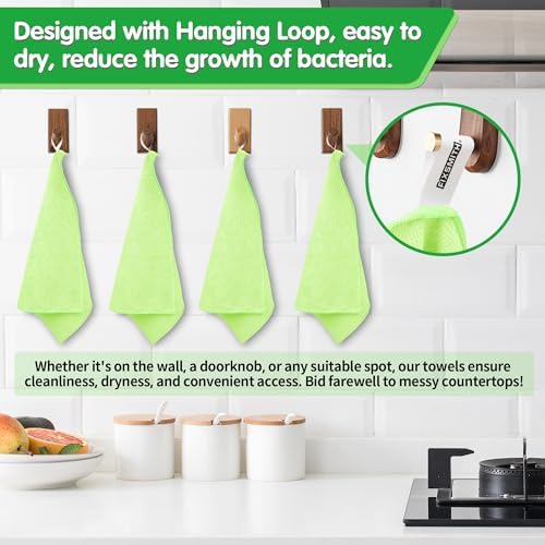 FIXSMITH Sage Green Microfiber Cleaning Cloth -Pack of 8, Highly Absorbent Cleaning Rags, 16"X12" All Purpose Cleaning Towels for Housekeeping, Kitchen, Car, Lint Free and Reusable Microfiber Towels - Image 4
