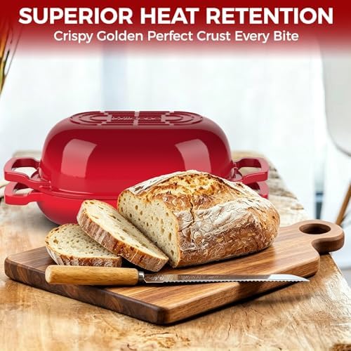 Wildone Enameled Cast Iron Dutch Oven Pot with Lid, Oval Bread Oven - Image 5