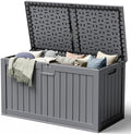 240 Gallon HDPE Deck Box Outdoor Indoor Waterproof Storage Box for Patio Furniture, Pool Accessories, Garden Tools, and Cushion Storage, Gray by Acurax