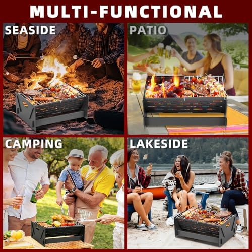 Charcoal Grill Portable Folding with Carry Bag,BBQ Camping Grill Fire Pit - Image 6