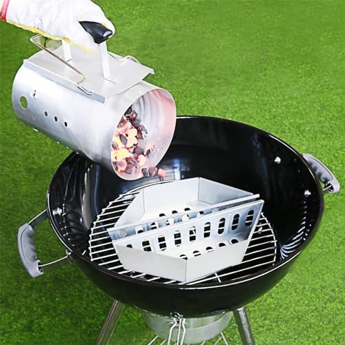 Originals Charcoal Basket Stainless Steel Char Holder, Compatible with Weber Grilling Accessories Charcoal Container Contoured Carbon Briquet Grilling Baskets(2 Pieces), silver - Image 4