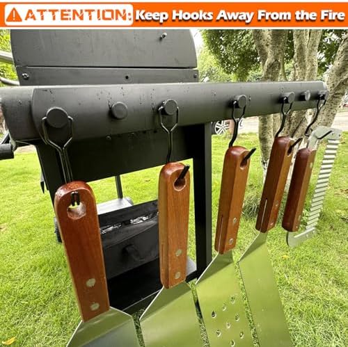 Smoker Grill Hooks,Magnetic Mount 5 Hooks for Hanging BBQ Utensils,Non-Slip Heavy Duty Magnetic Holder for Traeger Pellet Pit Boss Blackstone Grill Smoker - Image 7