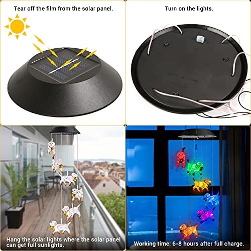 Toodour Solar Wind Chime, Color Changing Wind Chimes Dog - Image 4