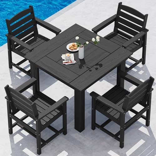 SERWALL HDPE Outdoor Square Dining Set for 4 by SERWALL
