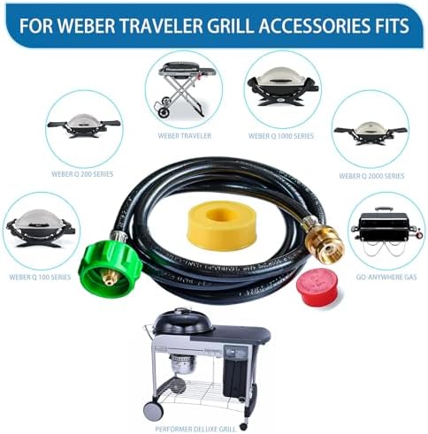 6 Feet for Weber Adapter Hose for Weber Travelev Grill, for Weber Traveler Grill Accessories for Weber Q 1000 for Weber Q Series, and for Weber Traveler Gas Go-Anywhere Grills Propane Adapter. - Image 5