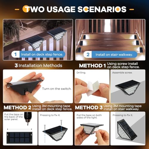 BKBB PPBB Solar Step Lights for Outside, Solar Stair Lights Outdoor Waterproof, Deck Step Lights for Fence, Patio, Yard, Porch, Front Door, Sidewalk, Garden, Patio Decor (10, Cool White) - Image 3