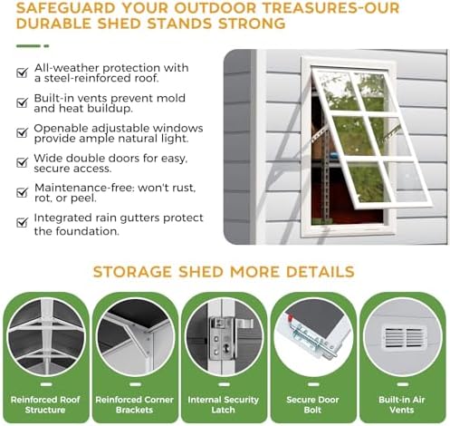 WACASA 10x8 FT Large Resin Plastic Outdoor Storage Shed with Floor - Image 6