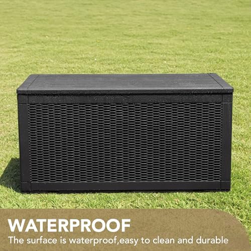 Devoko 100 Gallon Waterproof Deck Box, Resin Large Outdoor Storage Box - Image 4