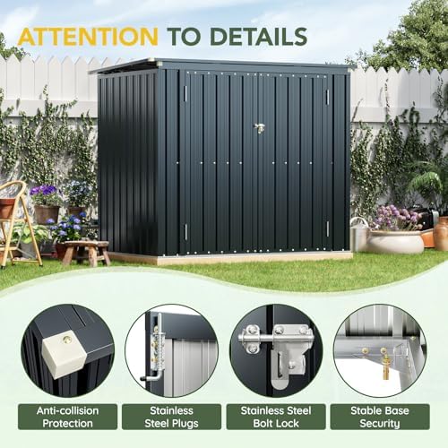 6 x 3 FT Trash Can Storage Shed with Lift-Up Lid for Backyard - Image 6