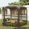 East Oak Screen House Tent Pop-Up, Portable Screen Room Canopy Instant Screen Tent 10 x 10 FT with Carry Bag for Patio, Backyard, Deck & Outdoor Activities, Brown by EASTOAK
