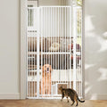 Giantex 67.5'' Extra Tall Pet Gate for Large Dogs & Cats, Adjustable 30.5''–41'' Wide Dog Gate with Small Pet Door, Extension Kits, Pressure or Hardware Mount, Jump-Proof Indoor Barrier, White by Giantex